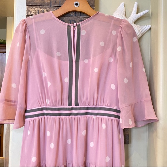 Gal Meets Glam Collection Finley pink & olive green polka dot ruffle dress - Picture 6 of 15